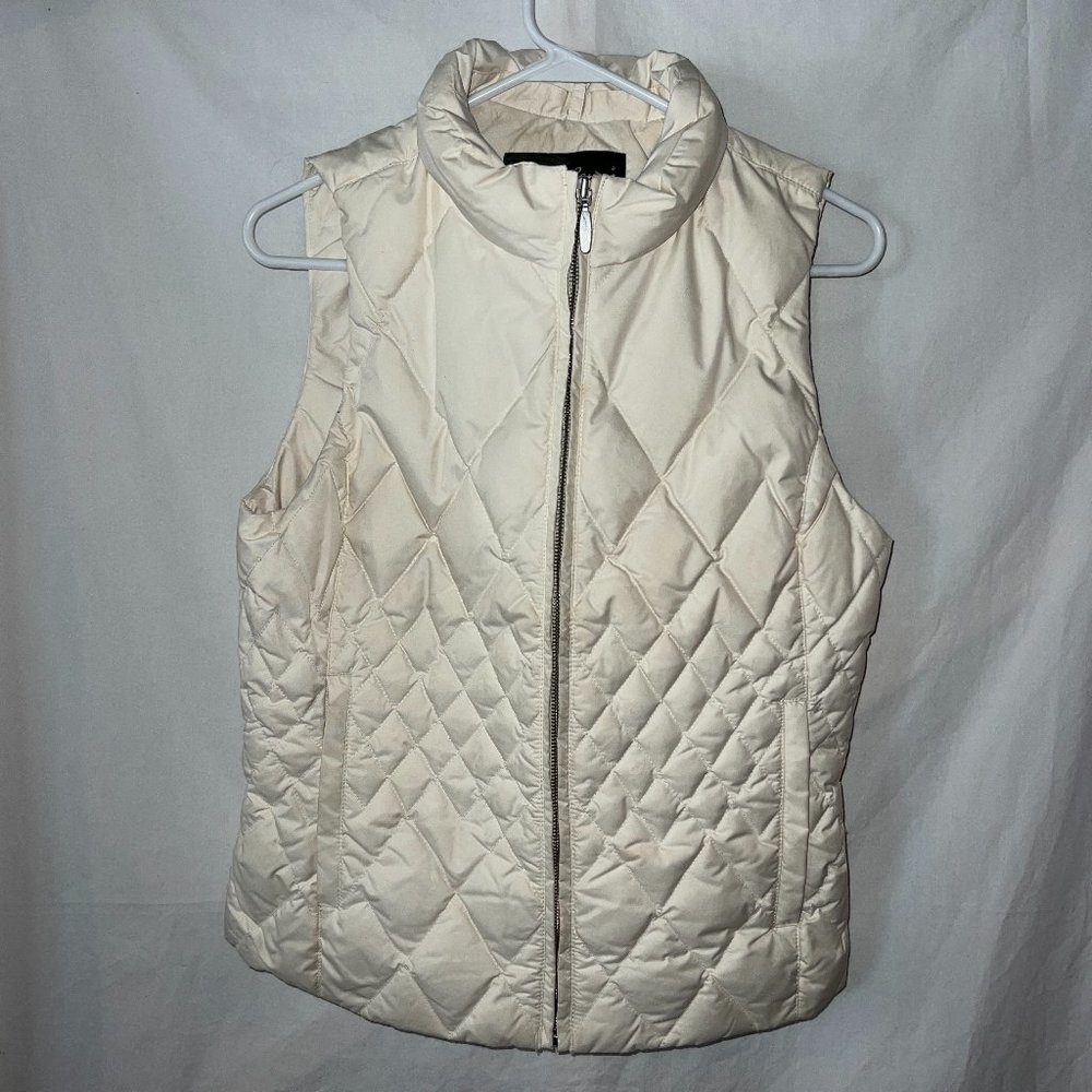 Eddie Bauer Women's Small Premium Goose Down Puffer Vest Cream Off-White